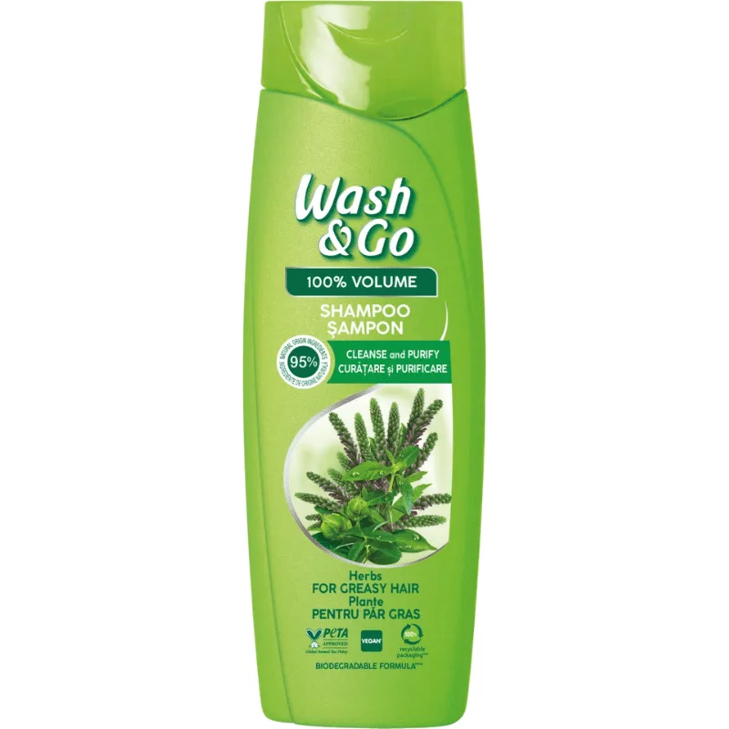 Wash & Go Herbal Extracts Shampoo for Oily Hair, 180 ml