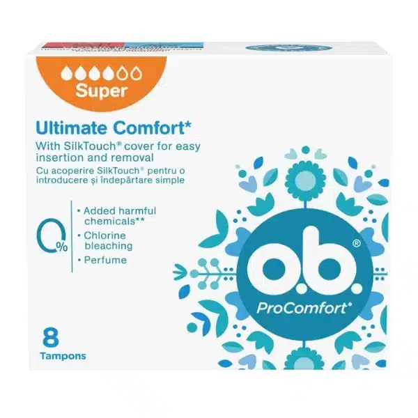 O.B. ProComfort Tampons, Ultimate Comfort, Super, 8 pcs