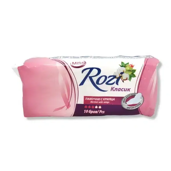 Rozi Classic Sanitary Pads, Cotton with Wings, 10 pcs