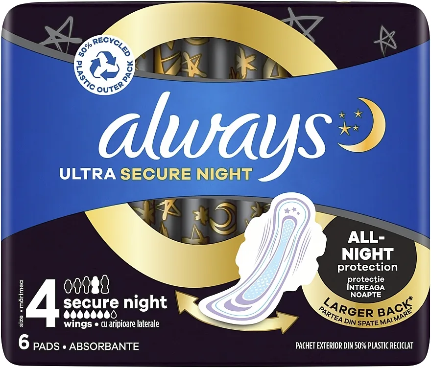 Дамски превръзки Always Clasic Night, 3D protection zone, 9 броя
