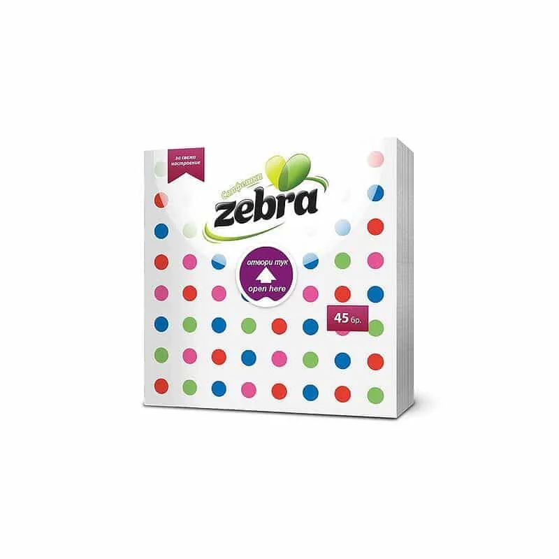 Zebra Napkins – 33x33 cm, 45 pcs, Dotted