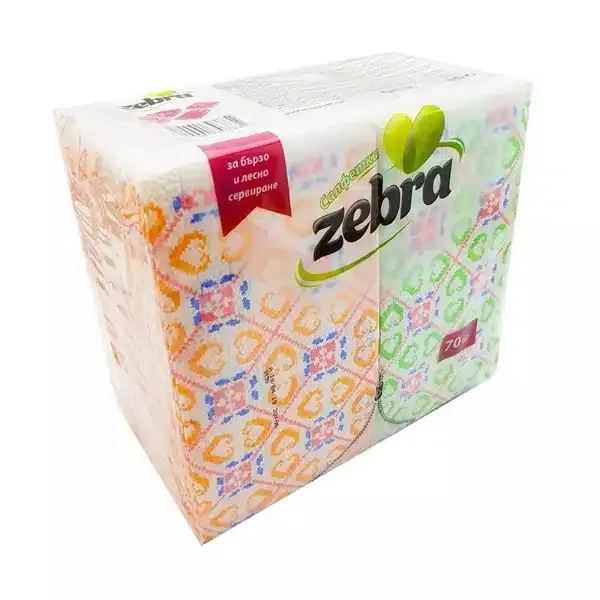 Șervețele zebră – împăturite, 70 buc, multicolore