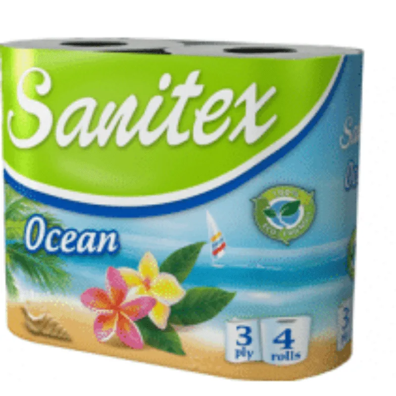 Hârtie igienică Sanitex – 4 role, trei straturi, Ocean