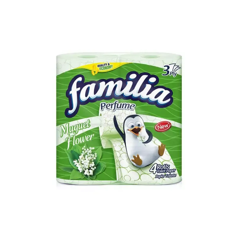 Тоалетна хартия Familia – 4 ролки, трипластова, Muguet flower