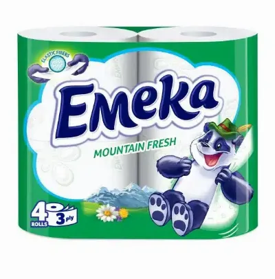 Тоалетна хартия Емека – 4 ролки, трипластова, Mointain fresh