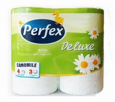 Тоалетна хартия Perfex – 4 ролки, трипластова, лайка