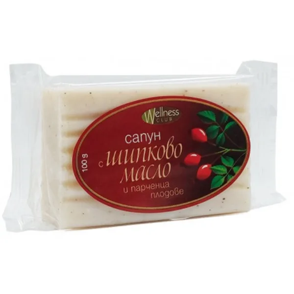 Săpun de toaletă Wellness – cu ulei de trandafir și bucăți de fructe, 100 g