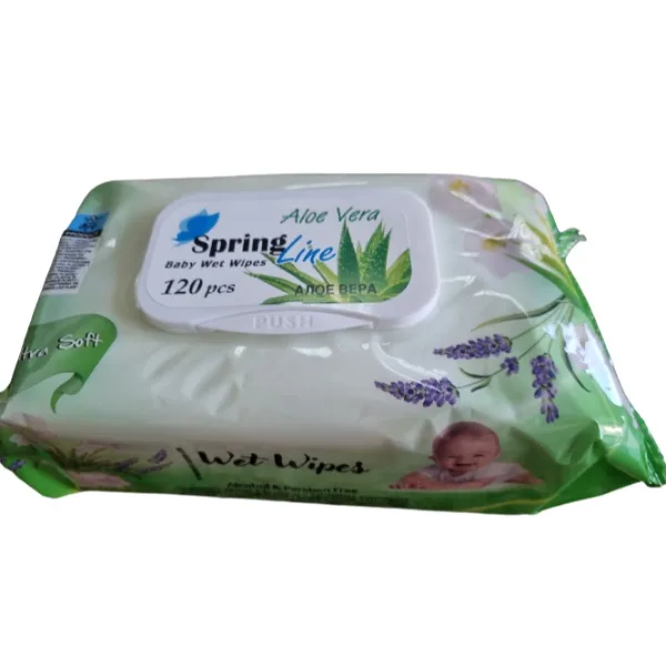 Șervețele umede Spring Line Aloe 120 buc, cu capac