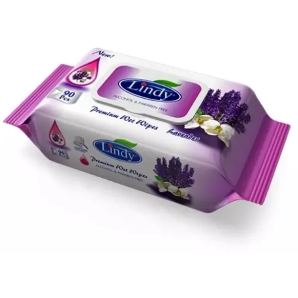 Șervețele umede Lindy Lavender 90 buc, cu capac, cu capac