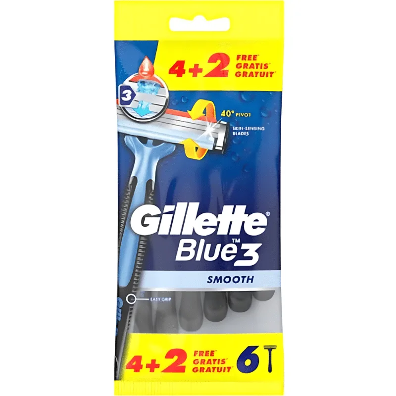 Gillette Blue 3 Smooth Razor – 4+2pcs