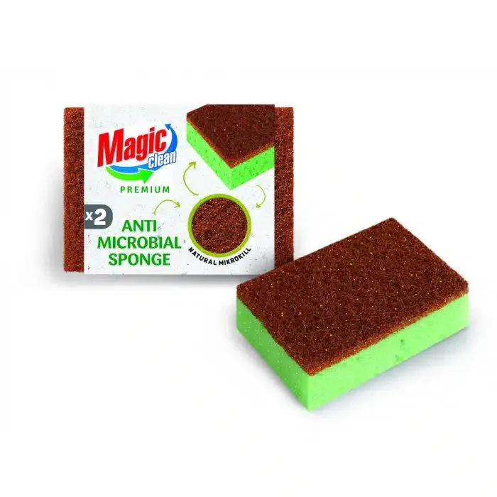 Burete cu fibră antibacteriană Magic Clean Premium – 2 bucăți