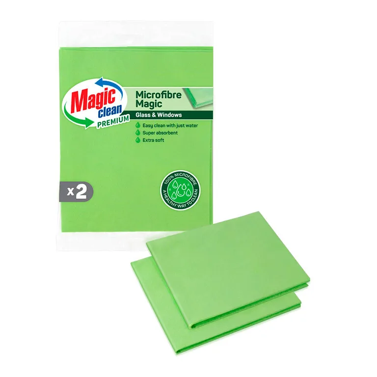 Magic Clean Absorbent Window Cloth, Green, 2 pcs, Premium Magic