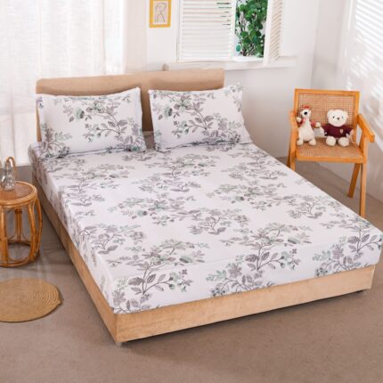Спален комплект чаршаф с ластик и 2 калъфки за възглавници, 3 части, двойно легло, 180x200 см, Casa Minunata