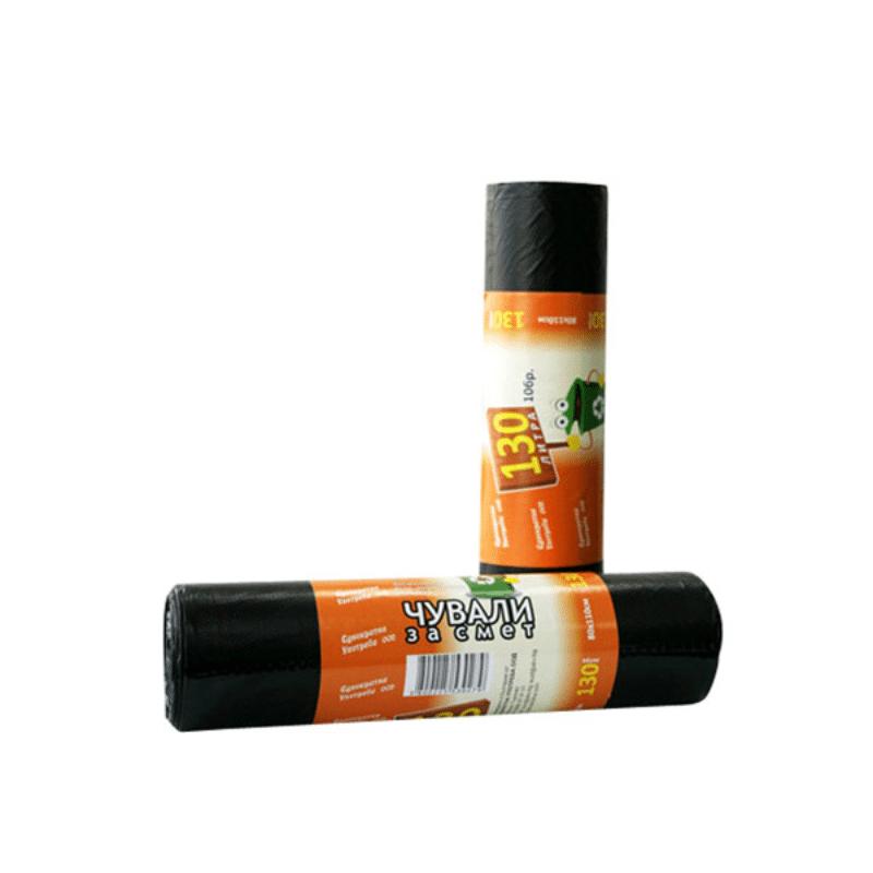 Неозаглавен дизайн Чували за смет 130 литра, Еднократна употреба ЕООД, 80х110 см, 10 бр