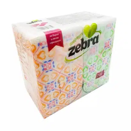 Салфетки Zebra - сгънати, 70 бр, многоцветни
