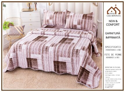 Комплект кувертюра от плюш + подарък 2 калъфки, 230х250 см ,Casa Minunata