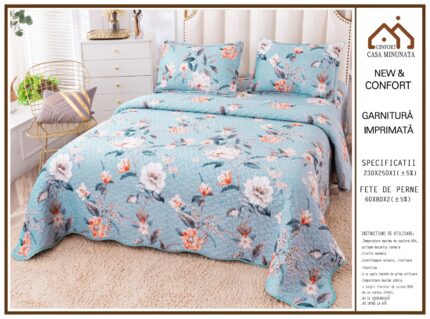 Комплект кувертюра от плюш + подарък 2 калъфки, 230х250 см ,Casa Minunata