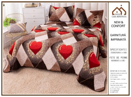 Комплект кувертюра от плюш + подарък 2 калъфки, 230х250 см ,Casa Minunata