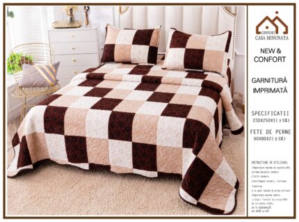 Комплект кувертюра от плюш + подарък 2 калъфки, 230х250 см ,Casa Minunata