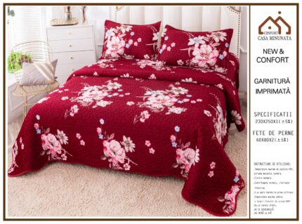 Комплект кувертюра от плюш + подарък 2 калъфки, 230х250 см ,Casa Minunata