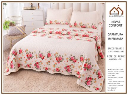 Комплект кувертюра от плюш + подарък 2 калъфки, 230х250 см ,Casa Minunata