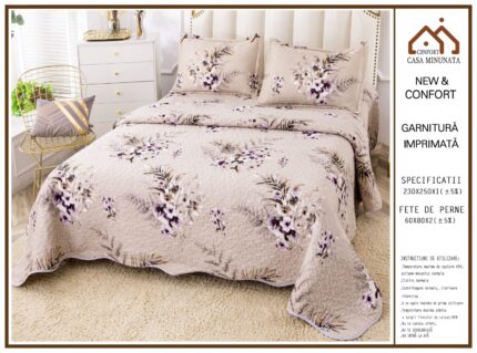 Комплект кувертюра от плюш + подарък 2 калъфки, 230х250 см ,Casa Minunata