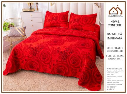 Комплект кувертюра от плюш + подарък 2 калъфки, 230х250 см ,Casa Minunata