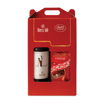 Комплект червено вино+ шоколадови бонбони Lindt
