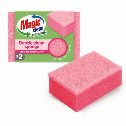 Домакинска гъба с канал 2 броя, Premium, за деликатни повърхности, Gentle Clean, Magic Clean